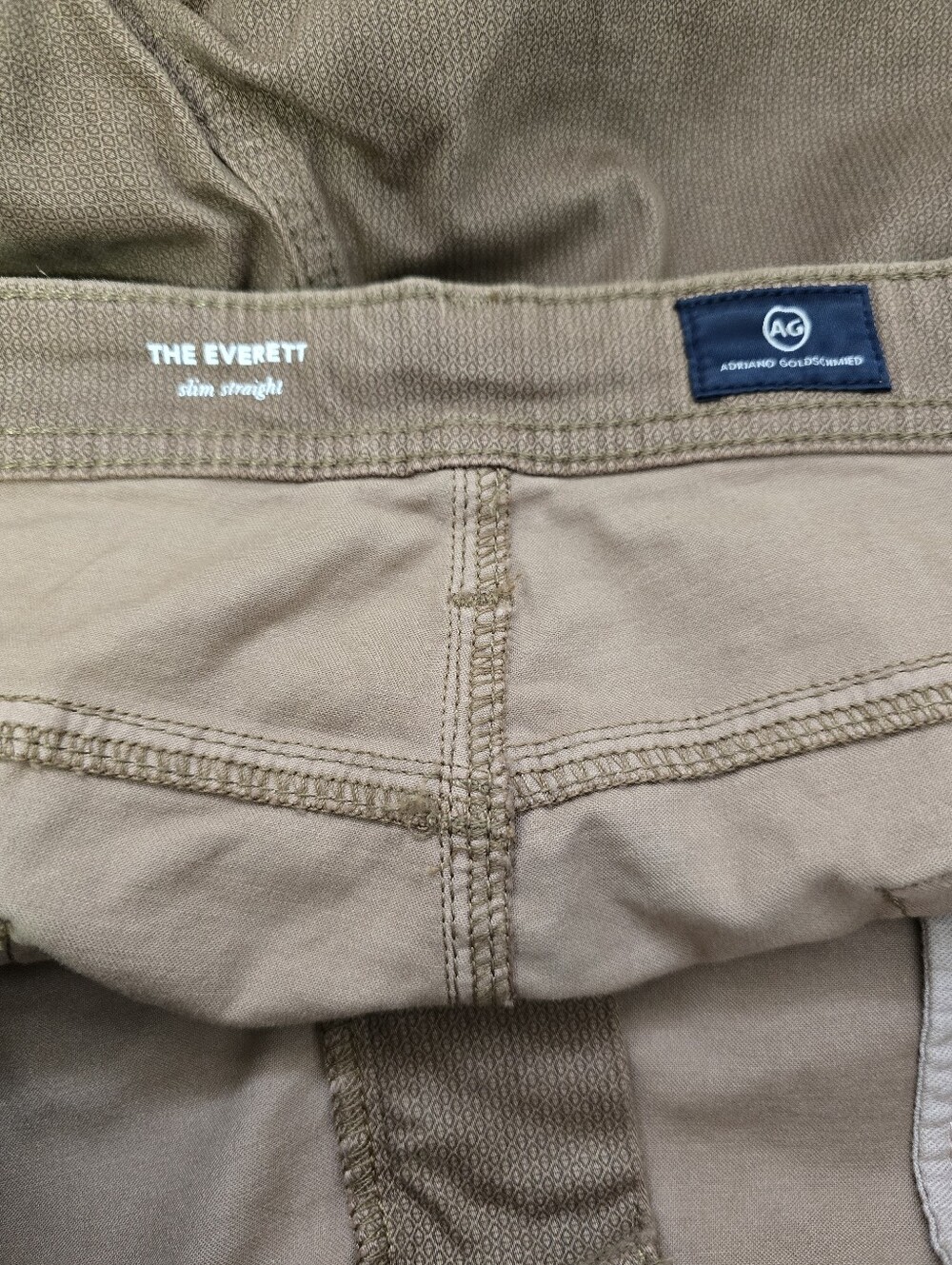 AG Adriano Goldschmied Brown Everett SUD Sueded Sateen Slim Straight Pants 40x32 - Picture 5 of 7